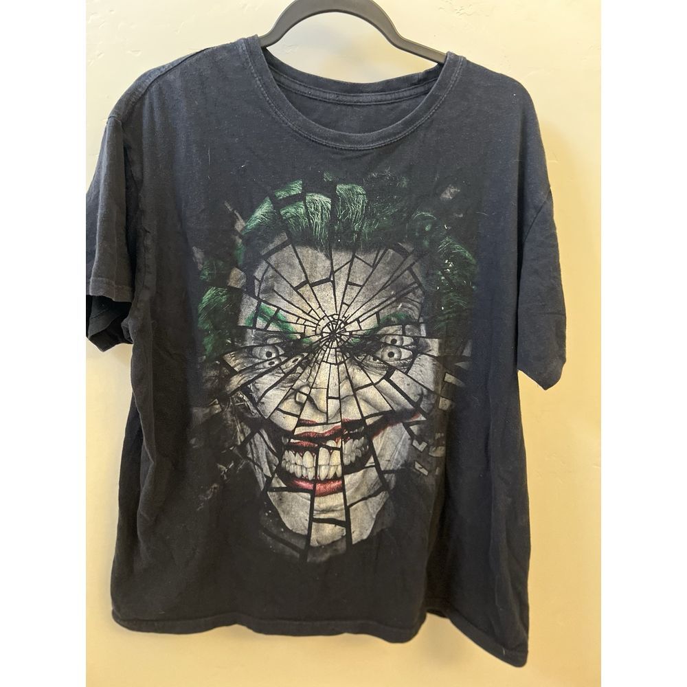 Joker Shirt Mens Extra Large Black Green Graphic Shatter DC Comics Tee Adult